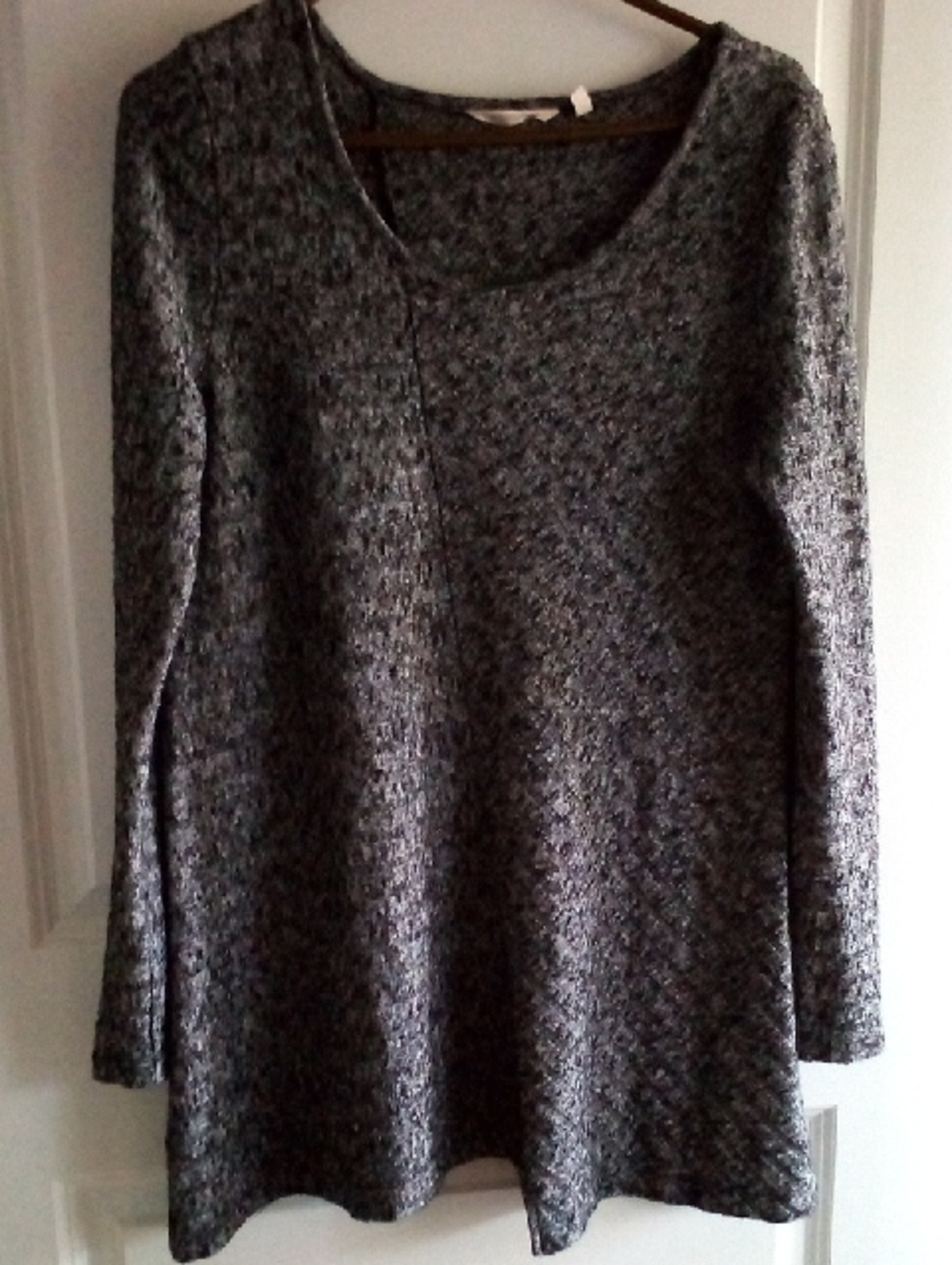 Soft Surroundings Gray Marled Cable Knit Top